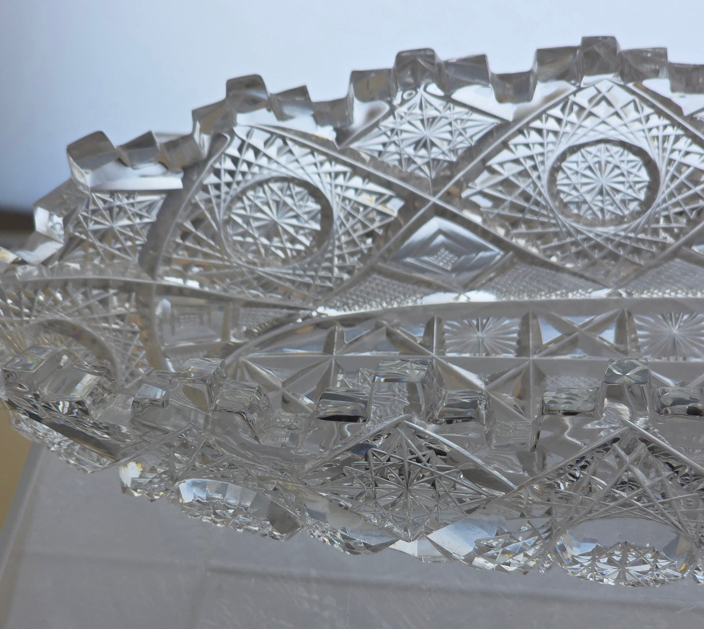 ABP cut glass Signed Clark Prima Donna oval dish American brilliant period pa8 -