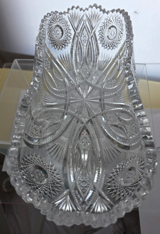 ABP cut glass oval Celery Dish American brilliant period geo1