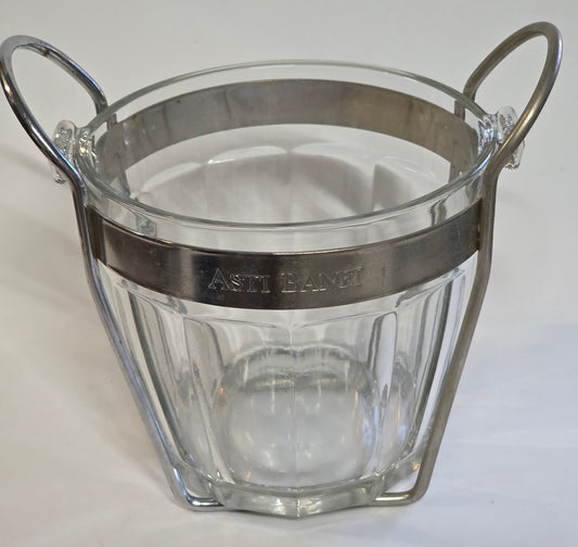 Glass ice tub in silver stand