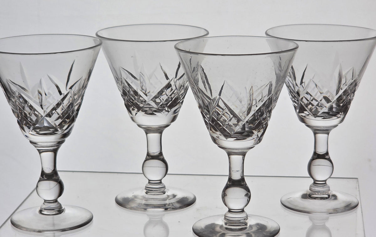 4 Signed Hand Cut Glass Sherry Glengarry Cambridge Stuart