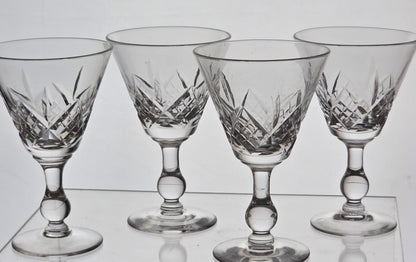 4 Signed Hand Cut Glass Sherry Glengarry Cambridge Stuart