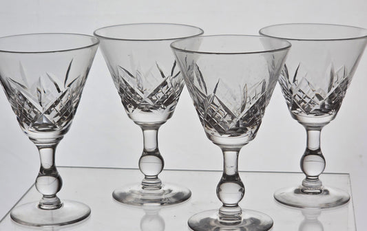 4 Signed Hand Cut Glass Sherry Glengarry Cambridge Stuart