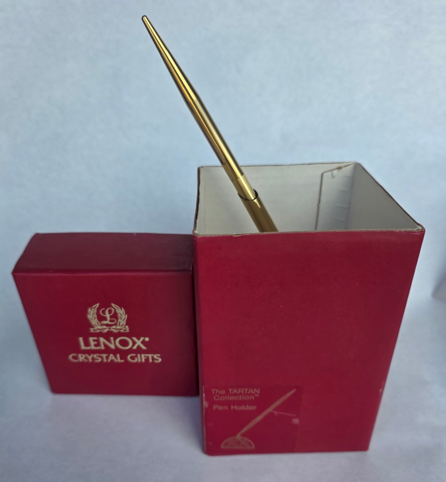 Signed Lenox cut glass Tartian pen Holder