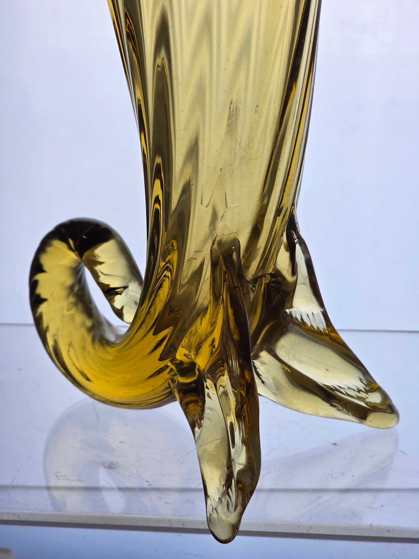 Jack in the pulpit Rossini amber glass vase Italy
