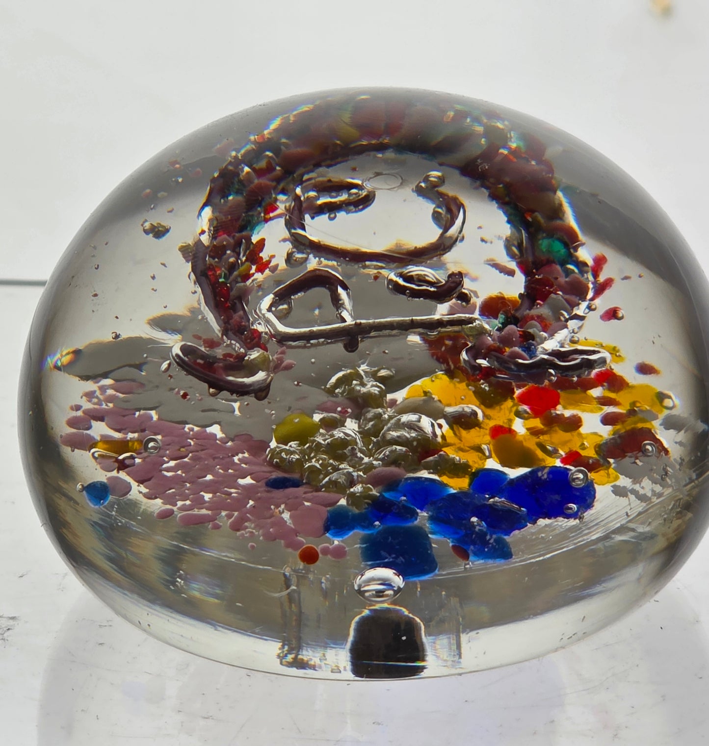Art glass Horse Shoe with initials "P.C" paperweight,