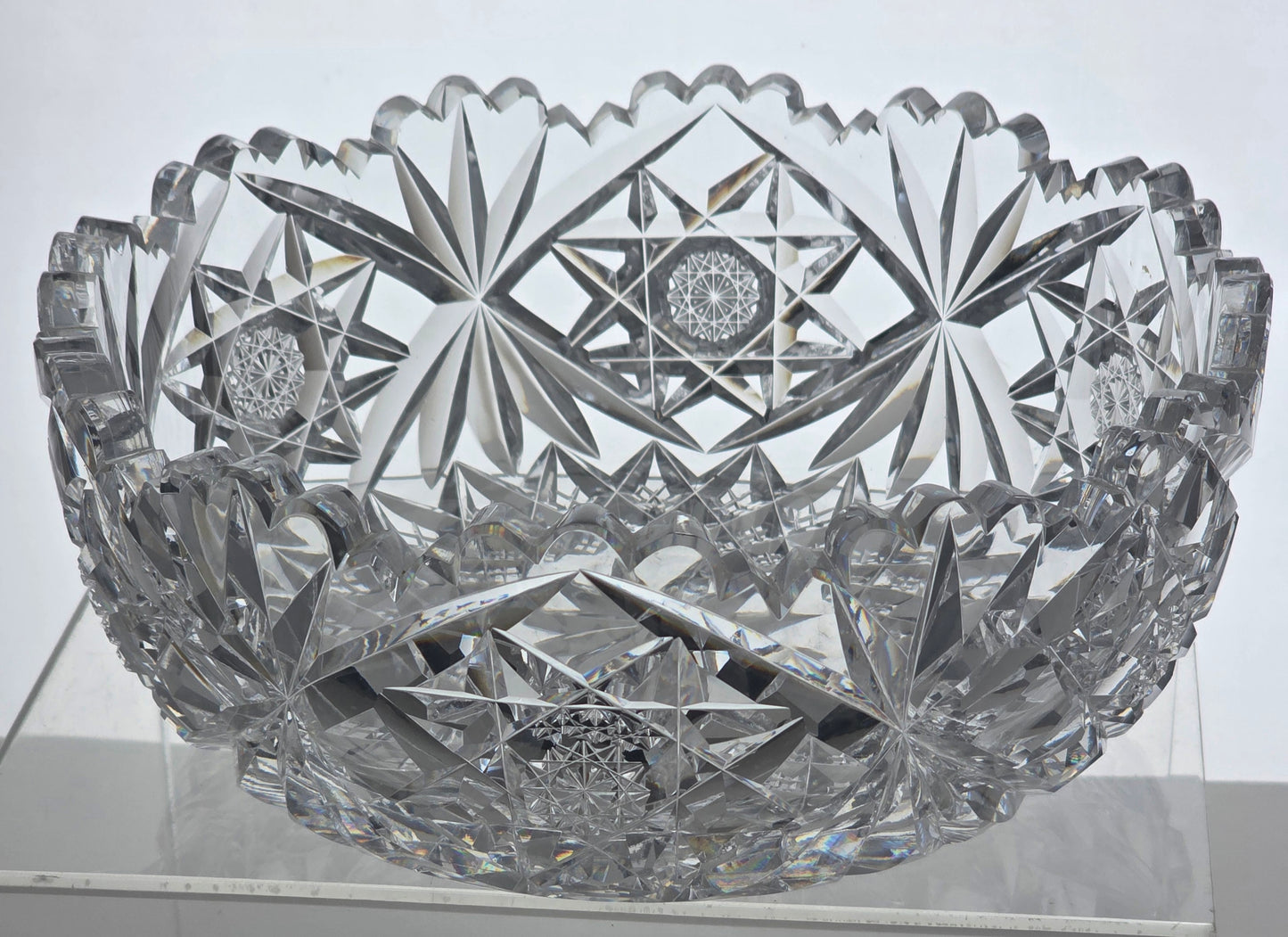 ABP cut glass blown blank Hawkes bowl American brilliant period 1886 -1915 bob62