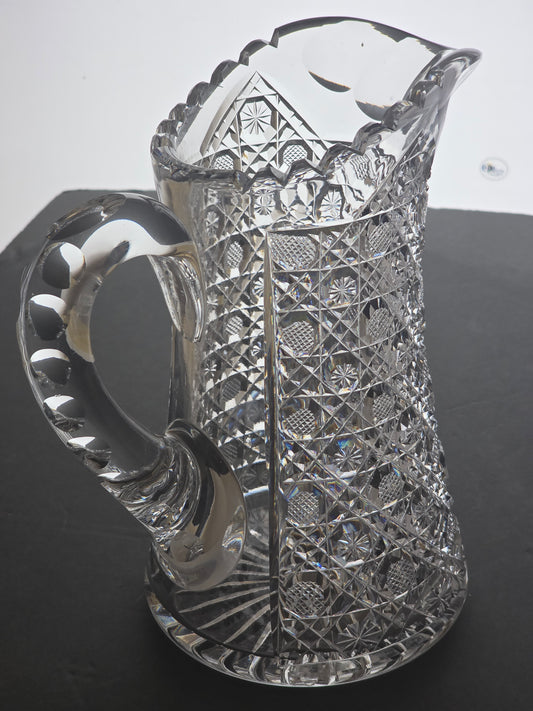 ABP cut glass Harvard pitcher American brilliant blown blank Bob26