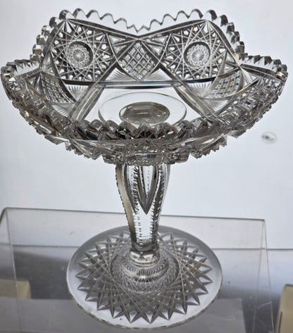 ABP cut glass compote American brilliant period 1886 -1915 PA22