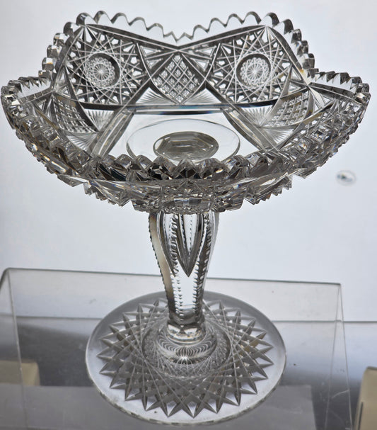 ABP cut glass compote American brilliant period 1886 -1915 PA22