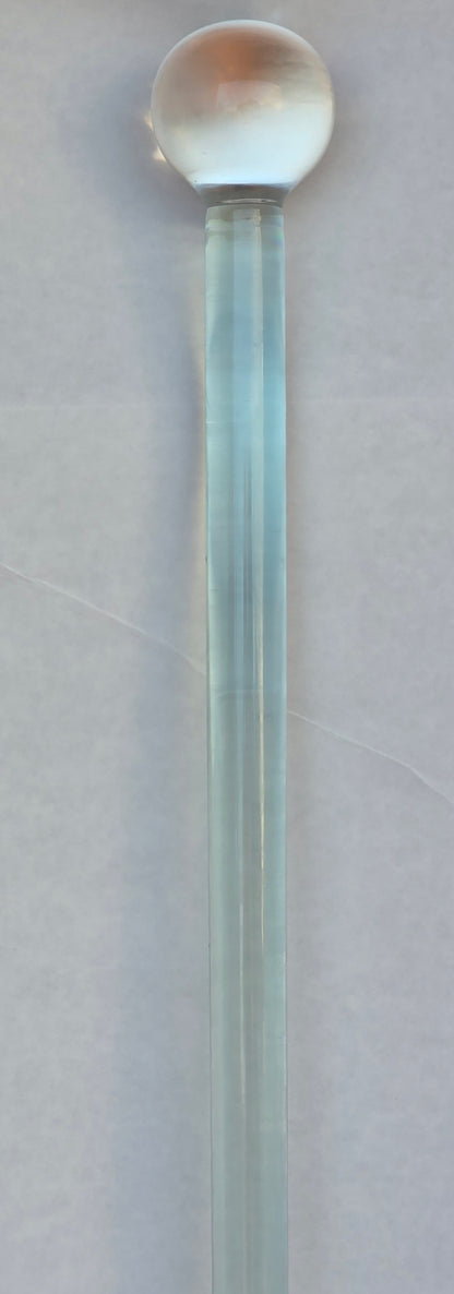 Clear glass cane walking stick round knob mug13