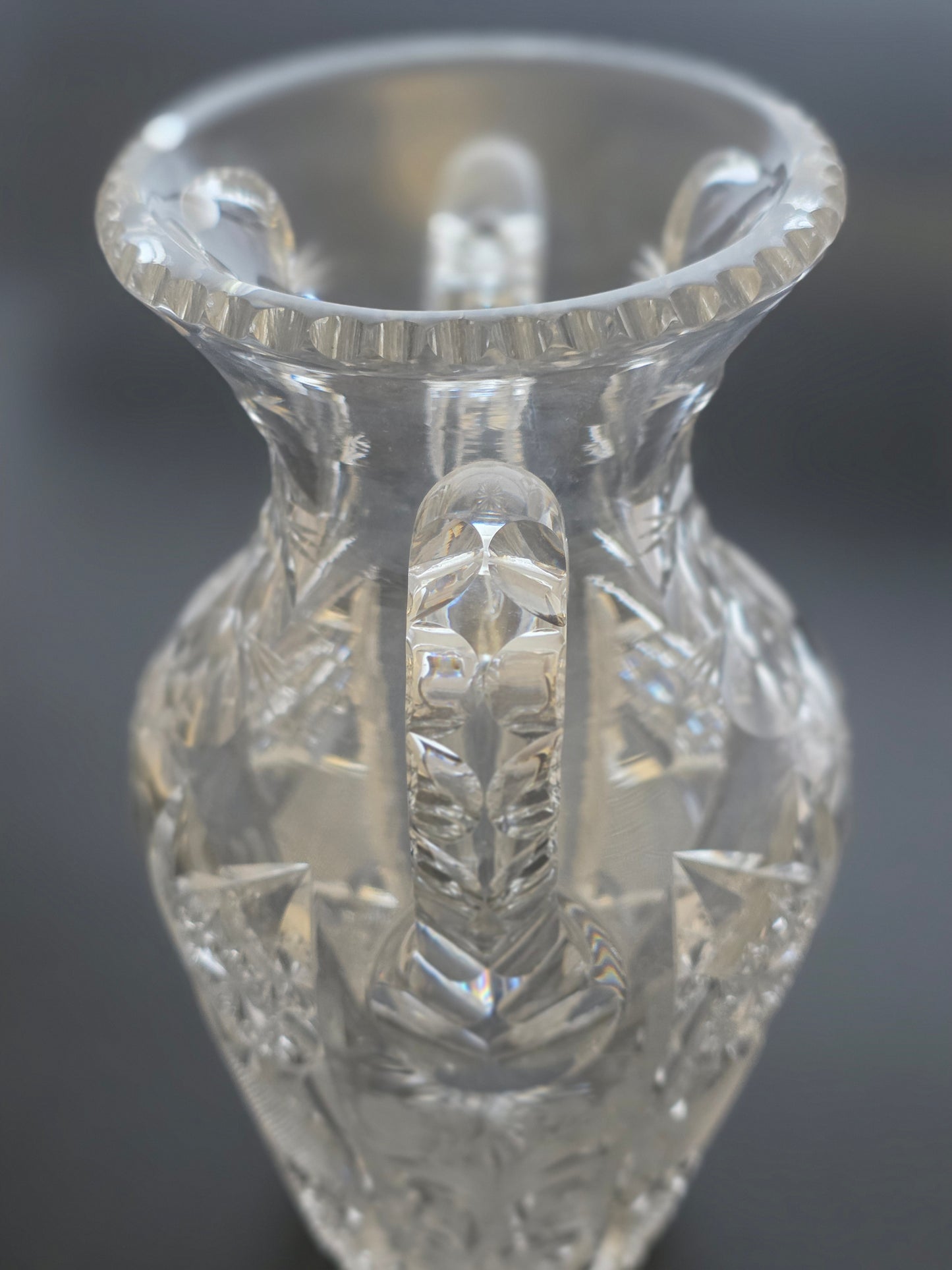ABP cut glass signed Tuthill vase antique bob40