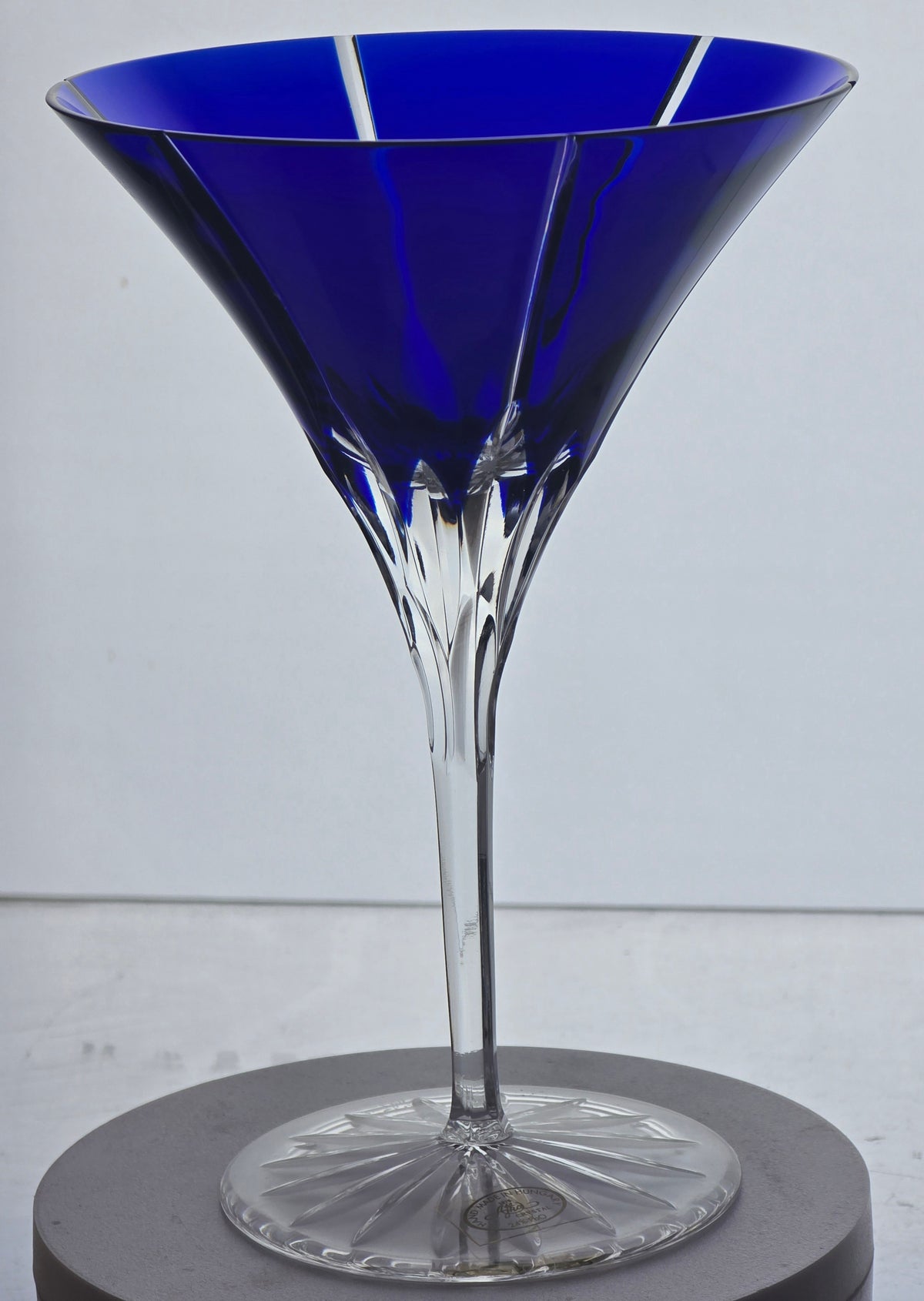 AKA Castille cobalt cut to clear martini glass