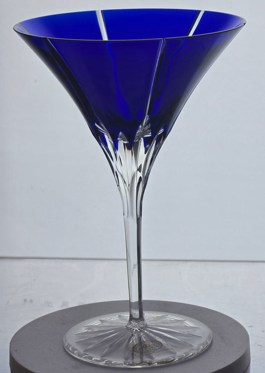 AKA Castille cobalt cut to clear martini glass