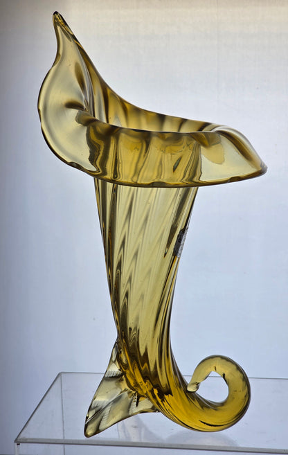 Jack in the pulpit Rossini amber glass vase Italy