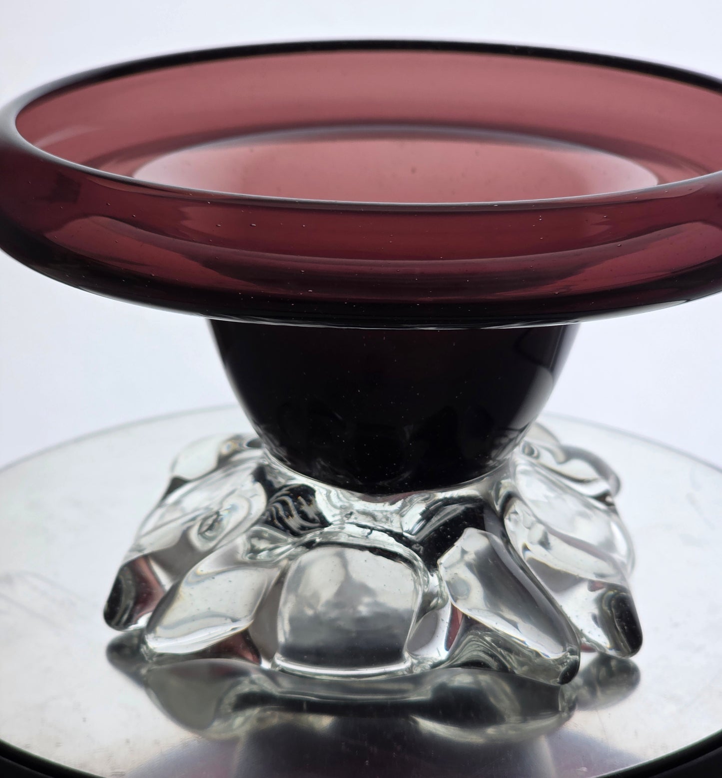 Signed art glass amethyst dish mug