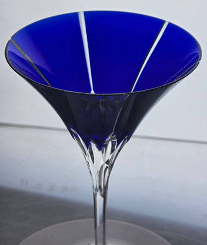 AKA Castille cobalt cut to clear martini glass