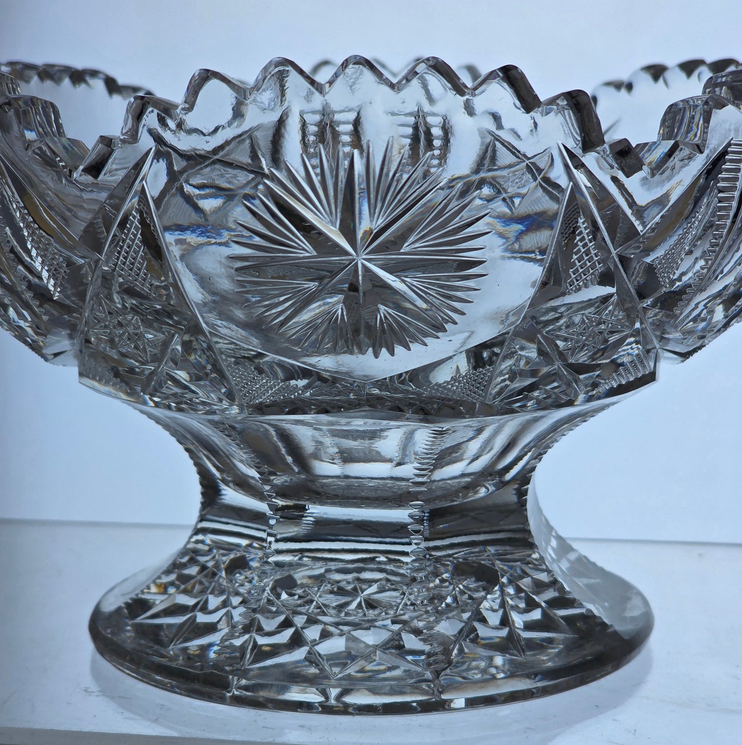ABP cut glass pedestal American brilliant period 1886 -1915 PA10