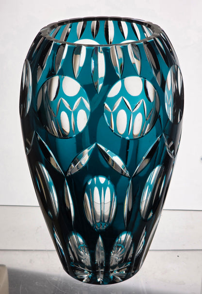Hand Cut to clear Thiel glass vase
