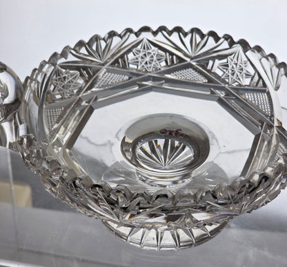 ABP cut glass handled pedestal compote American brilliant period 1886 -1915 PA25