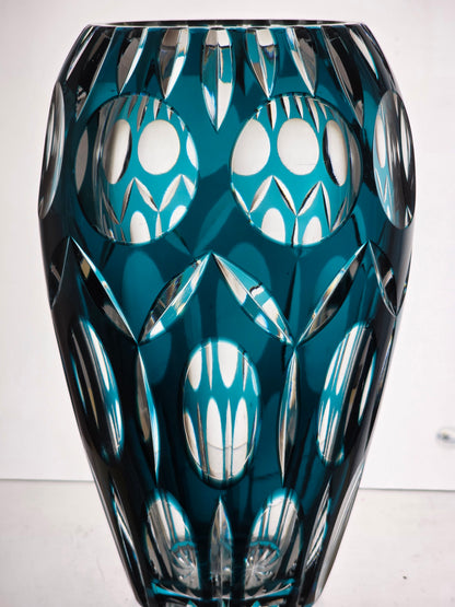 Hand Cut to clear Thiel glass vase