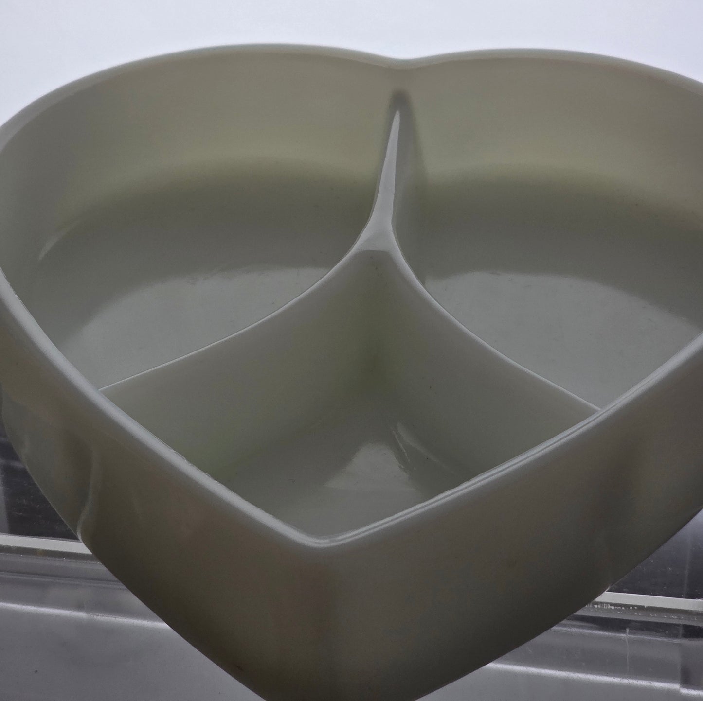 Fenton milk glass heart painted divided dish