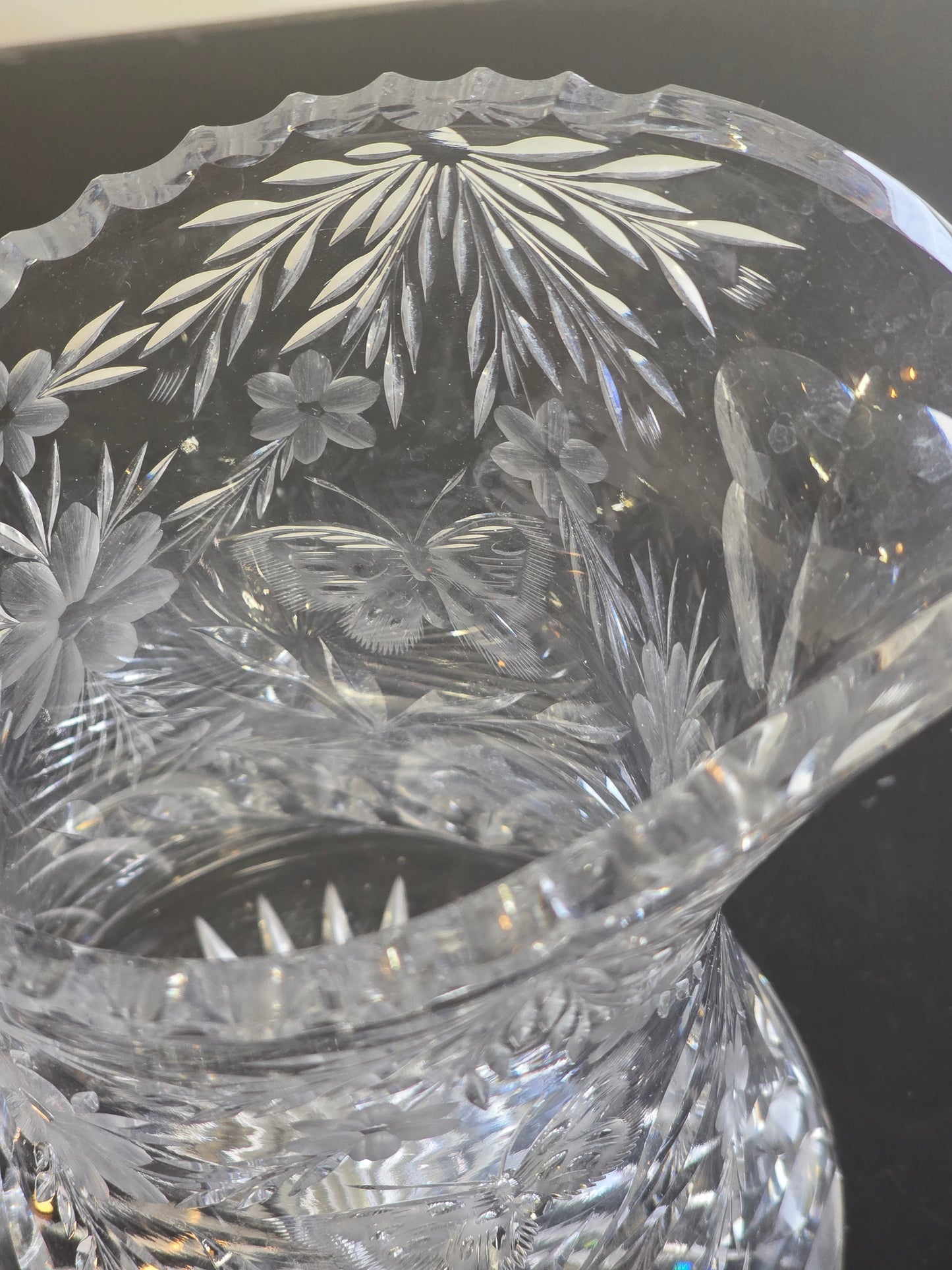 ABP cut glass Butterfly pitcher American brilliant Pairpoint