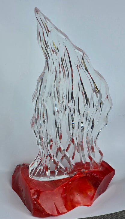 Hand cut Crystal plaque with L.E SMITH glass cullet base