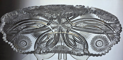 ABP cut glass oval Celery Dish American brilliant period geo1
