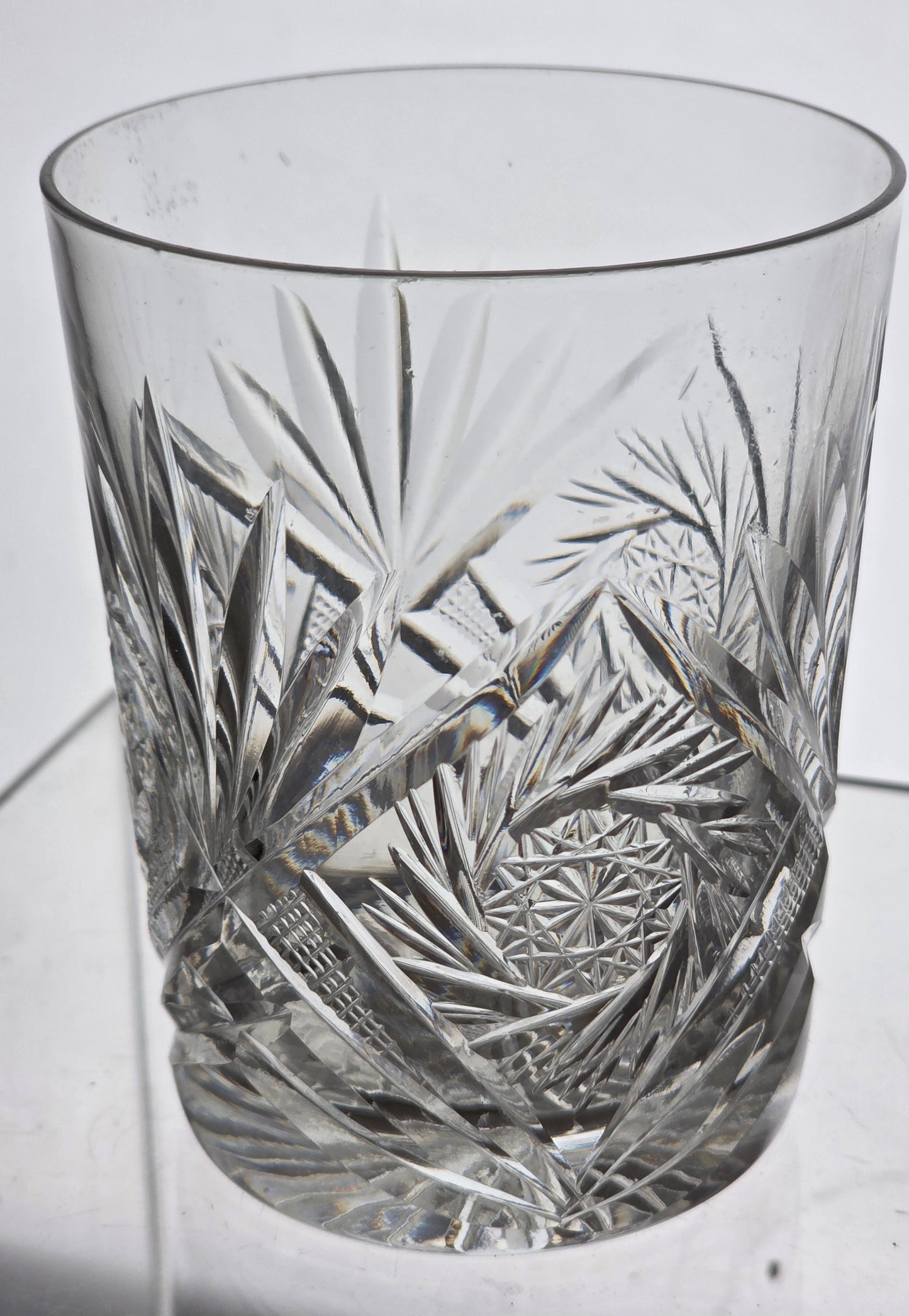 4 Crystal Cut Glass DOR pinwheel tumbler antique