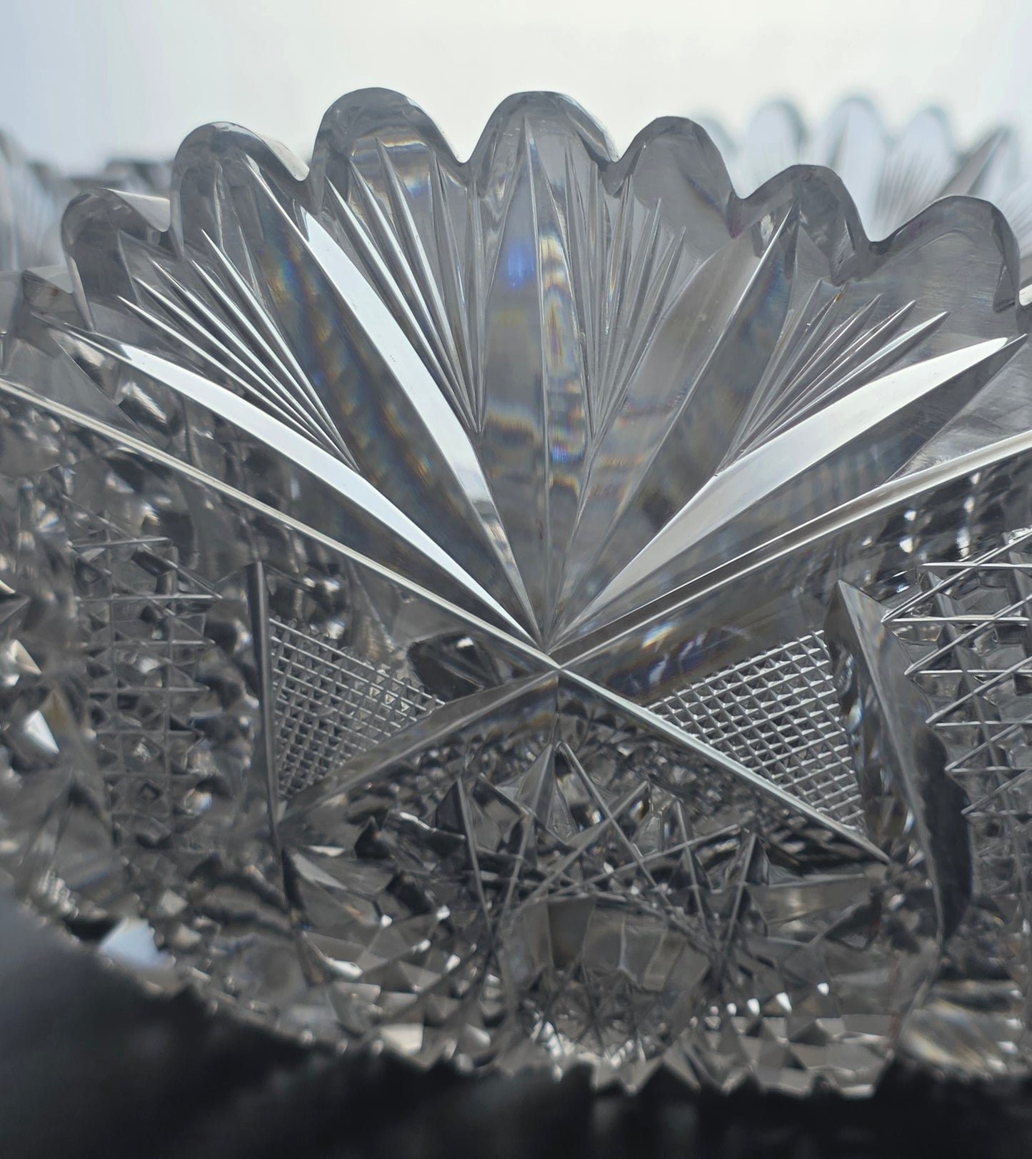 ABP cut glass square bowl American brilliant period 1886 -1915 bob8