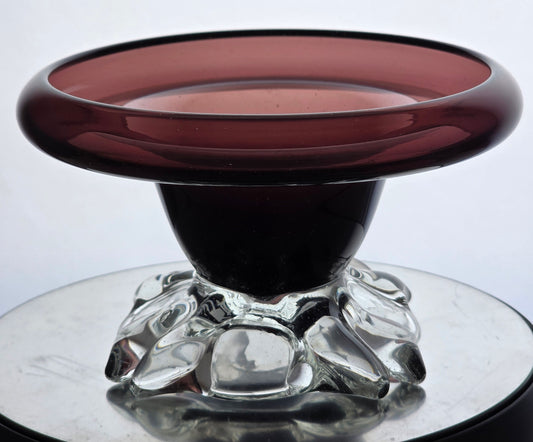 Signed art glass amethyst dish mug