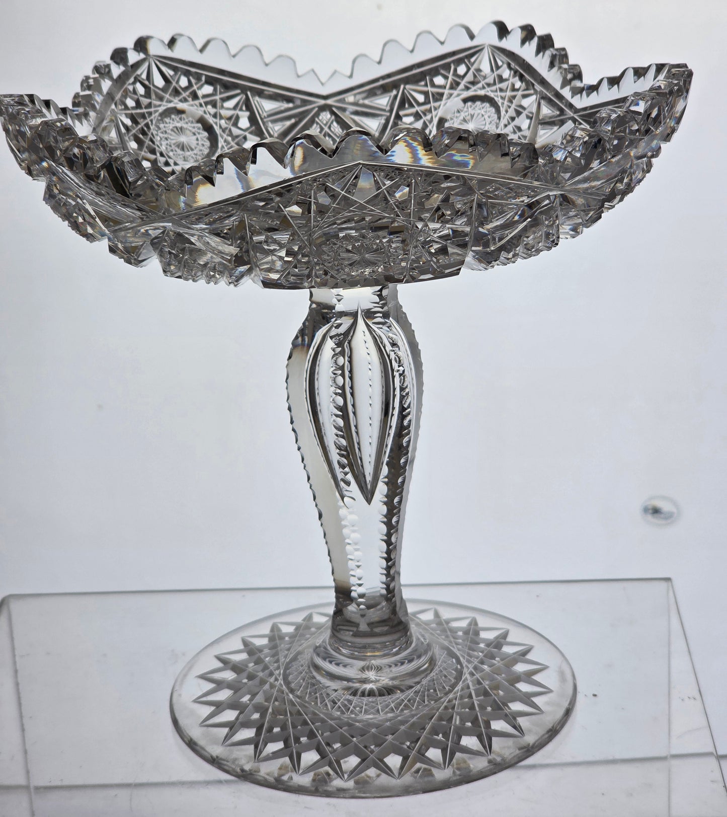 ABP cut glass compote American brilliant period 1886 -1915 PA22