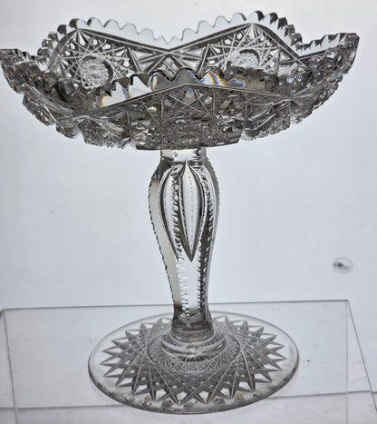ABP cut glass compote American brilliant period 1886 -1915 PA22