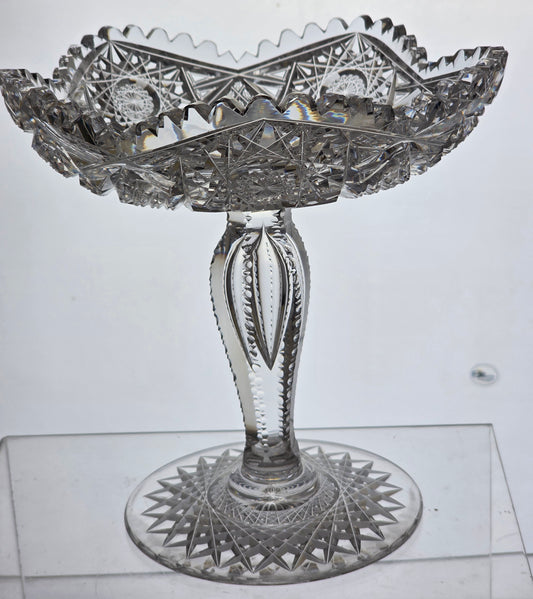 ABP cut glass compote American brilliant period 1886 -1915 PA22