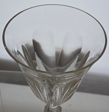 4 Hand Cut Glass panel wine glasses