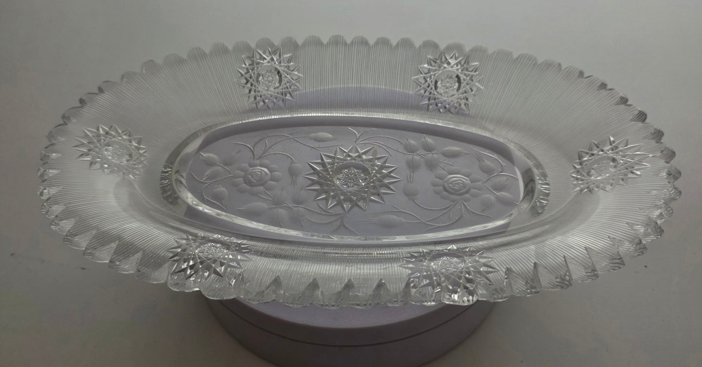 ABP Cut glass oblong shape silver tread dish bob68