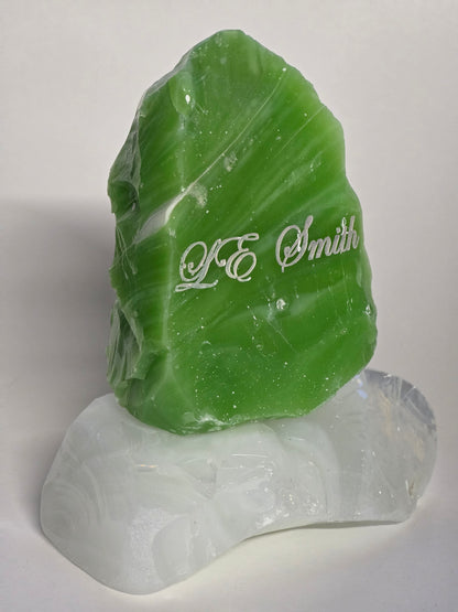 L.E SMITH glass cullet jadeite with white base