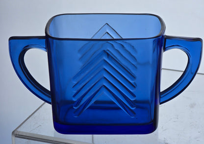 Cobalt blue Hazel Atlas Glass sugar and creamer Ritz