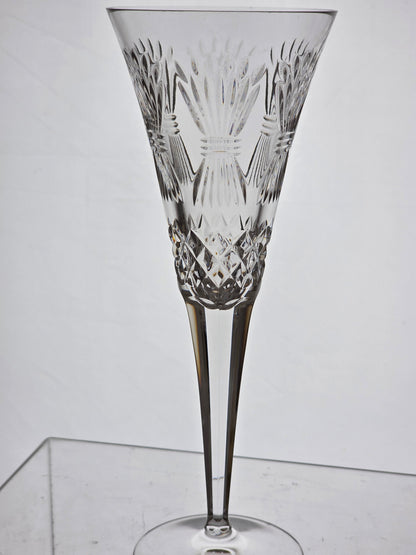 Signed Waterford CUT GLASS millennium Prosperity Toasting Flutes pair crystal