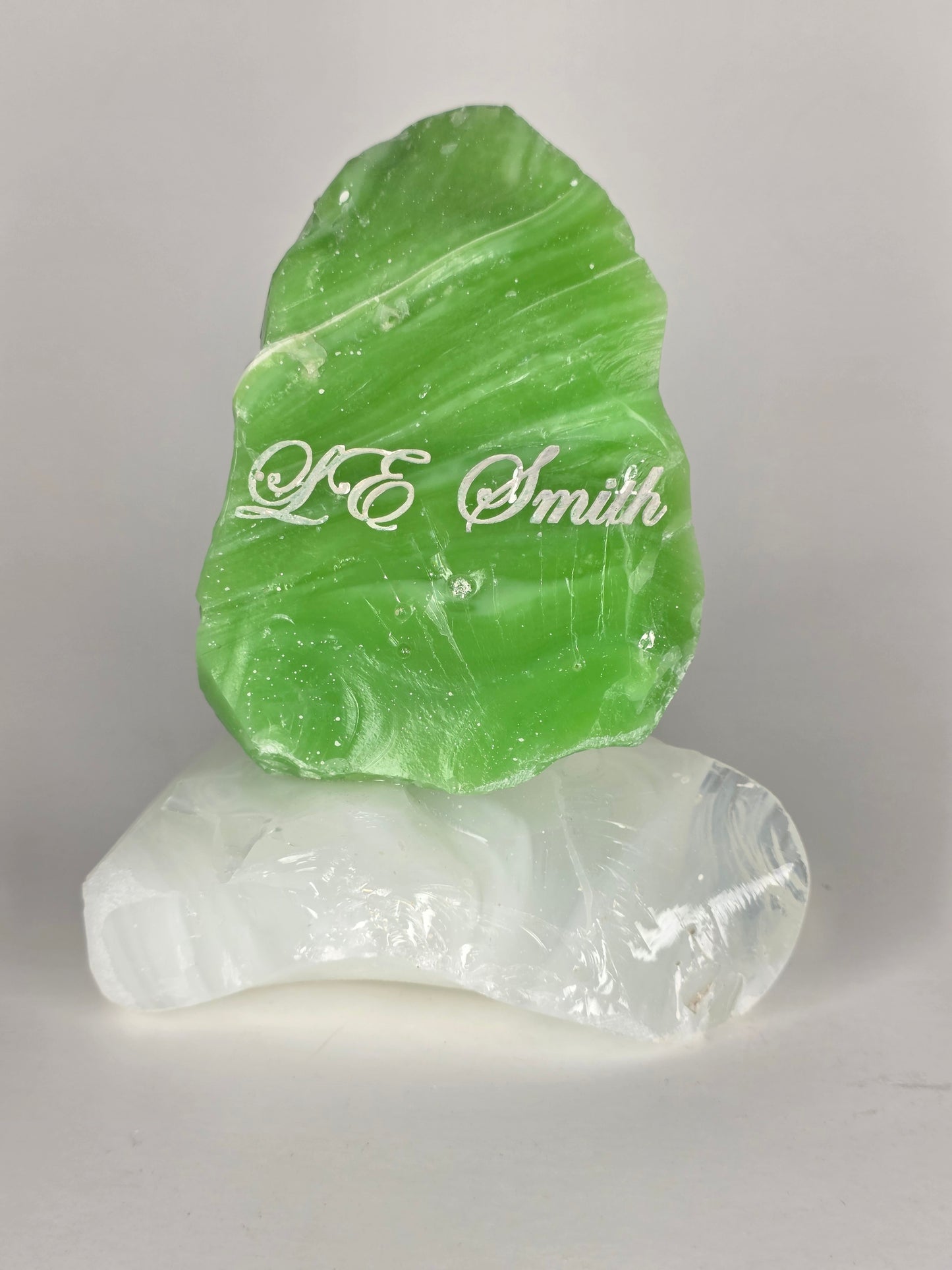 L.E SMITH glass cullet jadeite with white base