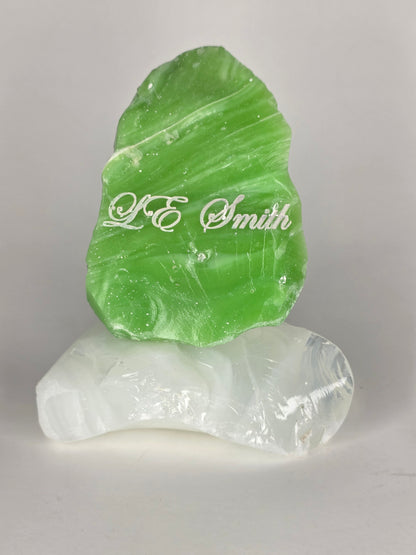 L.E SMITH glass cullet jadeite with white base