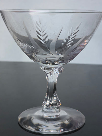 4 Signed Fostoria dess glass Wheat pattern Hand cut Crystal