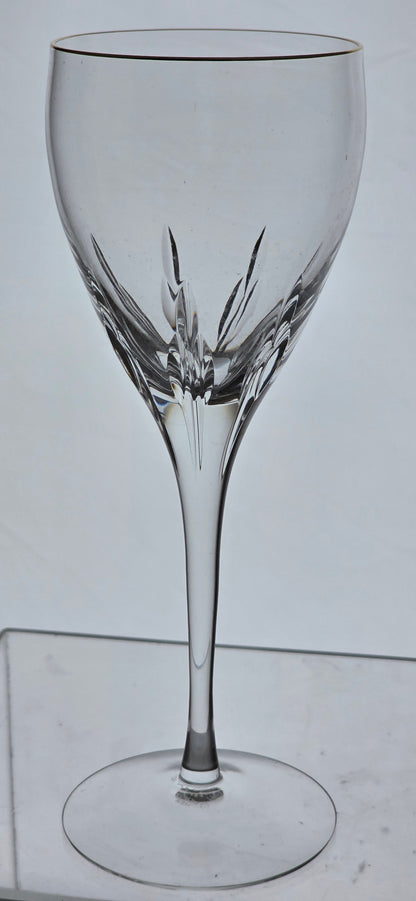Lenox Cut glass Firelight gold rim Crystal wine Made in USA mouth blown 2 pieces