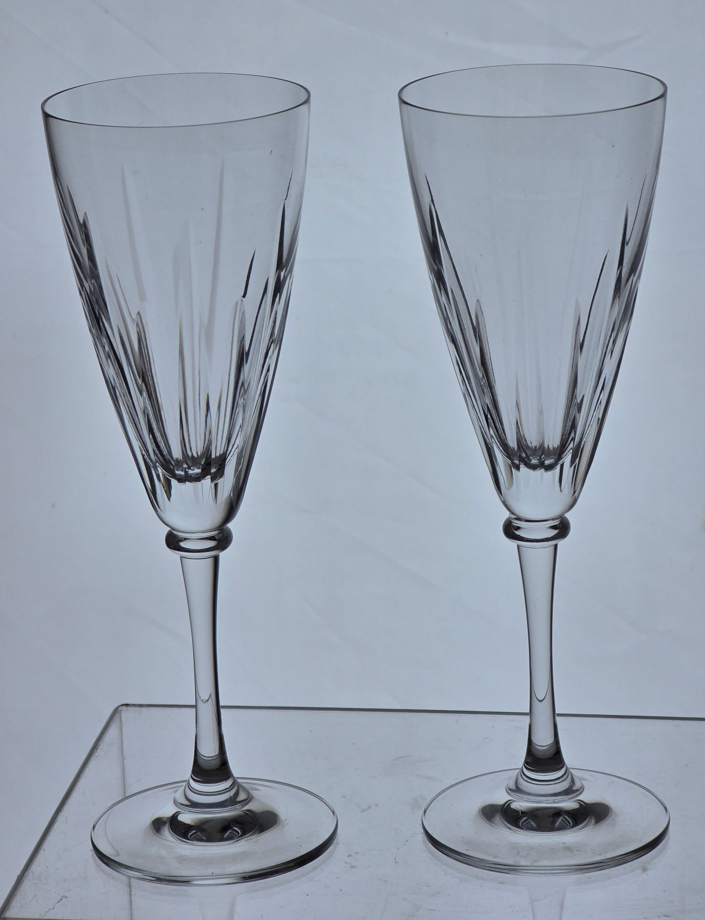 Mikasa cut glass flutes stemware pair