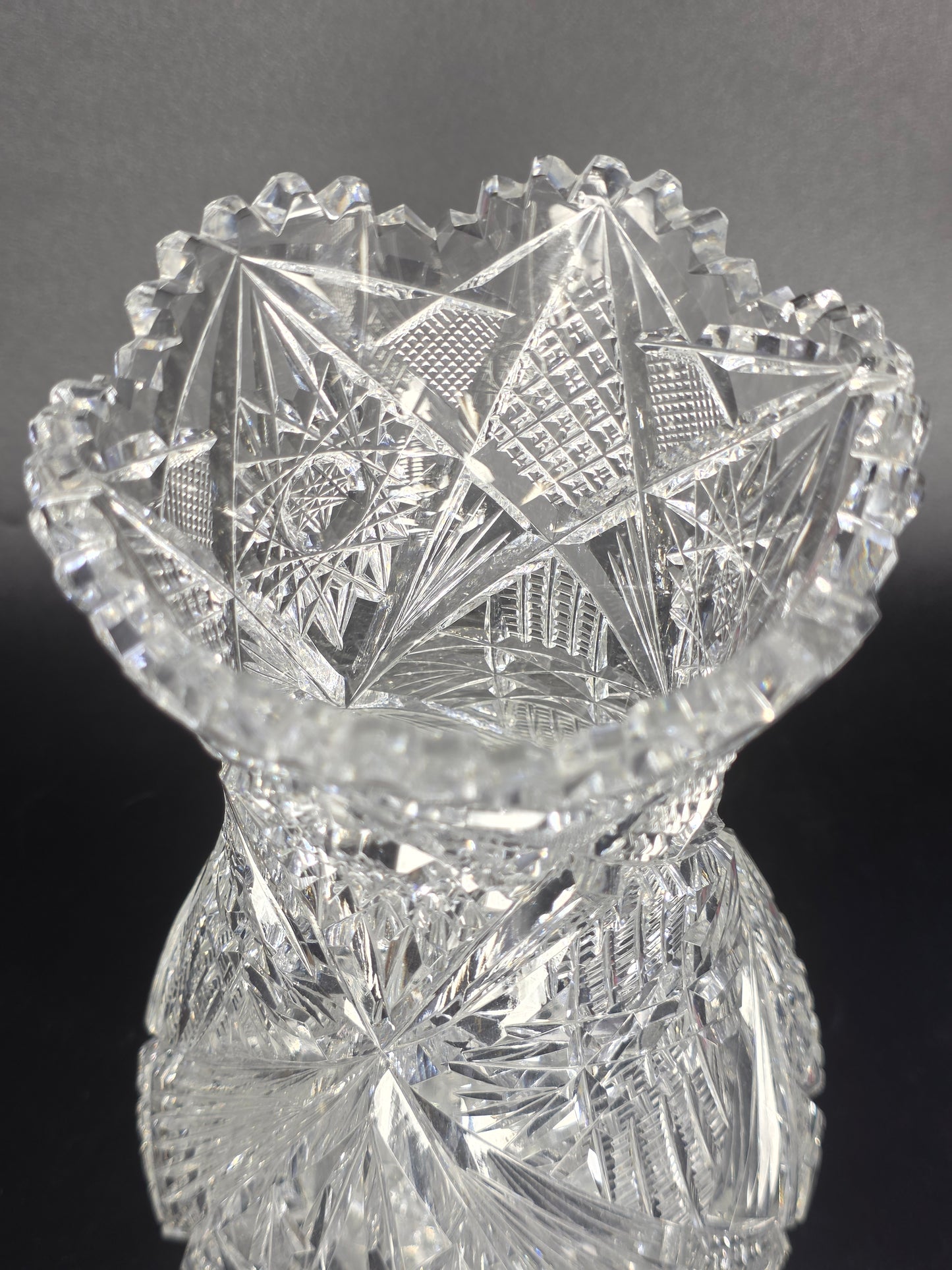 ABP cut glass vase American brilliant period 1886 -1915 PA11