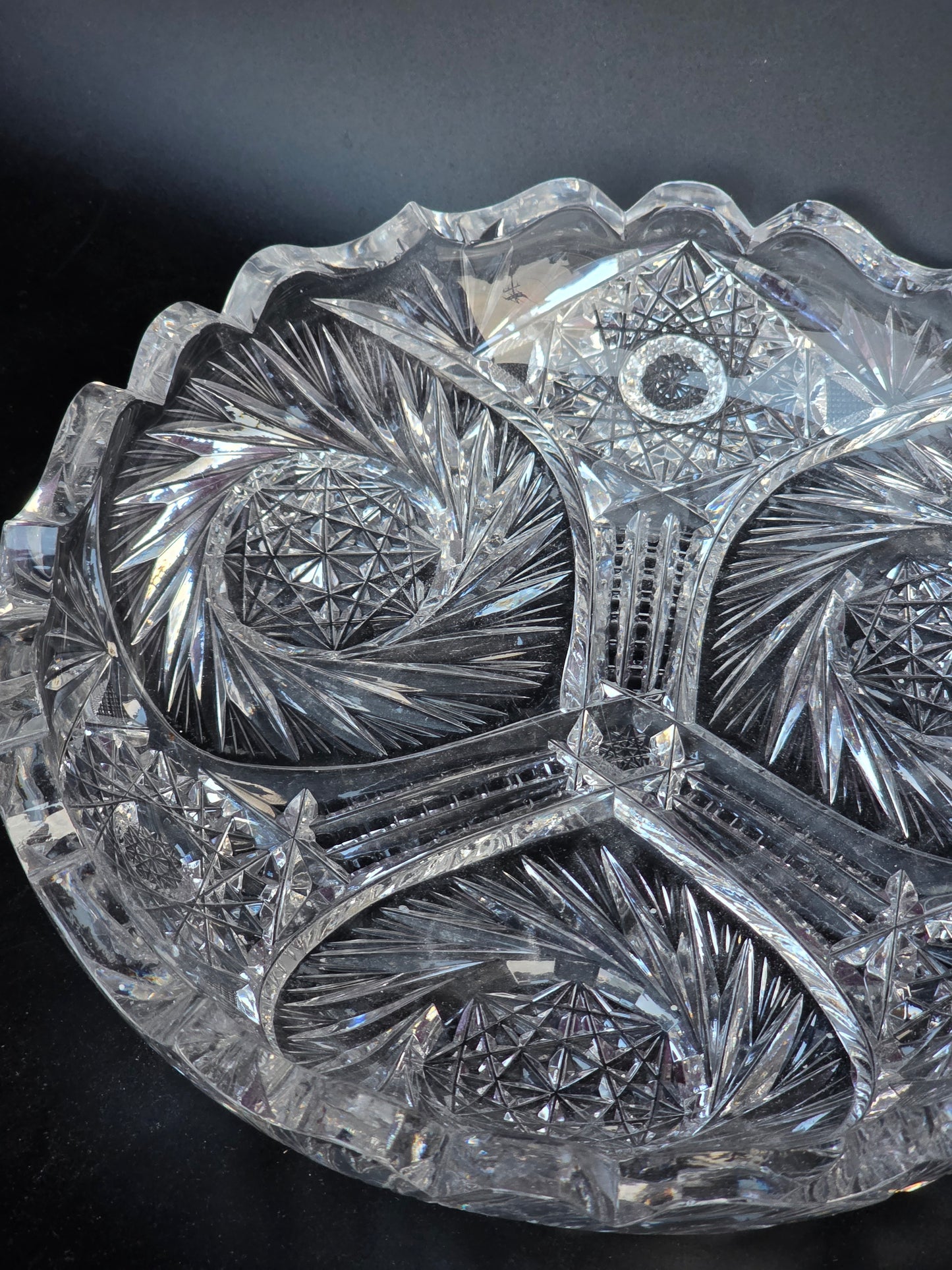 ABP cut glass low bowl American brilliant auc101