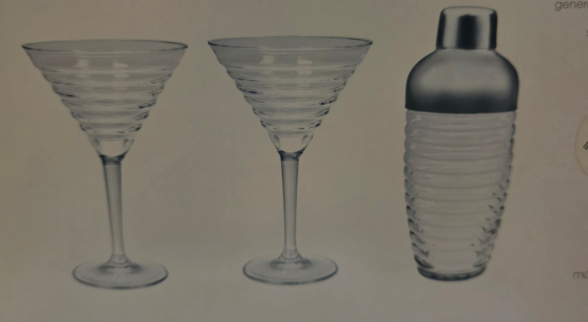 Martini and Shaker glass drink 3 piece set