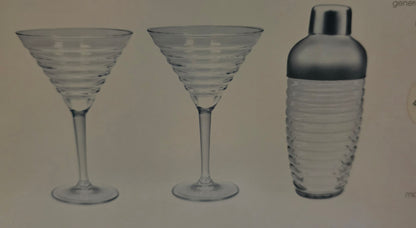 Martini and Shaker glass drink 3 piece set