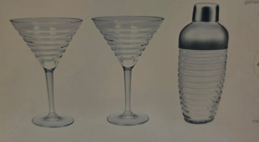 Martini and Shaker glass drink 3 piece set