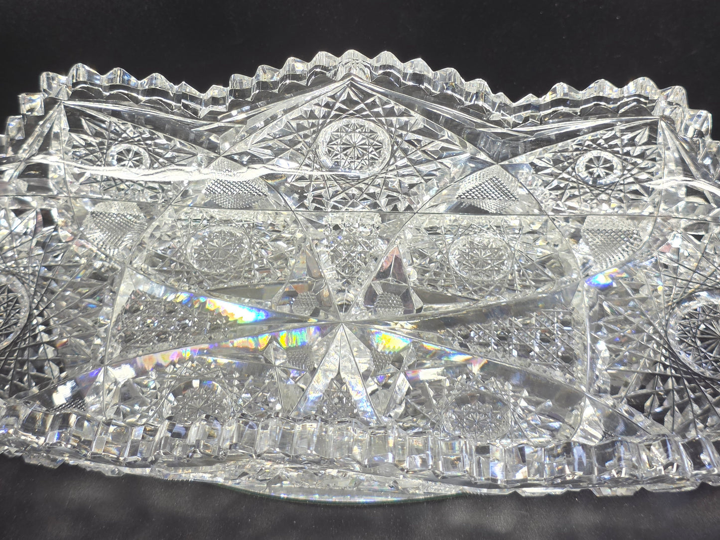 ABP cut glass oval Celery Dish American brilliant period pa12